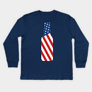 4th Of July Independence Day Beer Bottle USA Flag T-Shirt Kids Long Sleeve T-Shirt